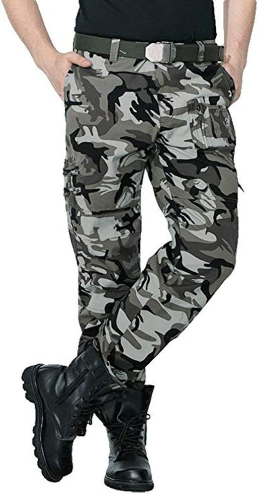 Men's Tactical Pants Outdoor Cargo Pants Men Rip-Stop Workout Pants with Multiple-Pockets