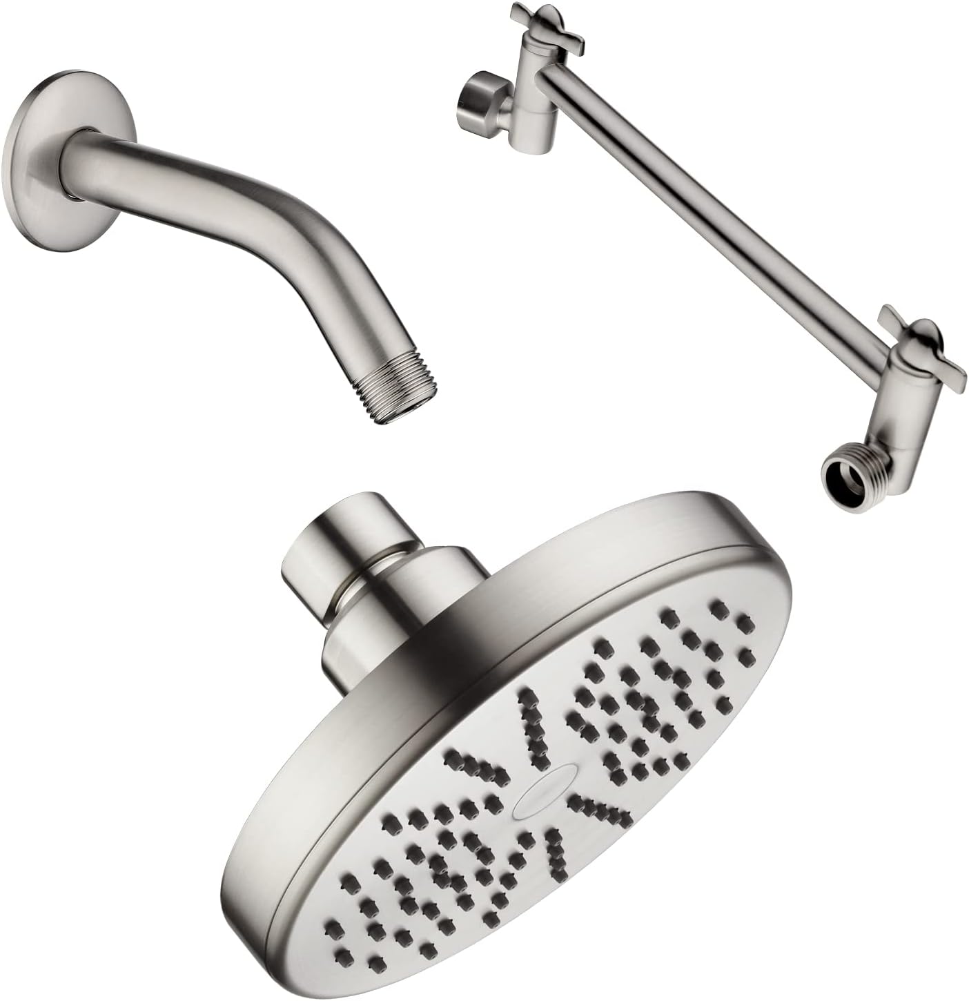 BRIGHT SHOWERS High Pressure Rain Showerhead Fixed Shower Head and Matching 6 Inch Brass Shower