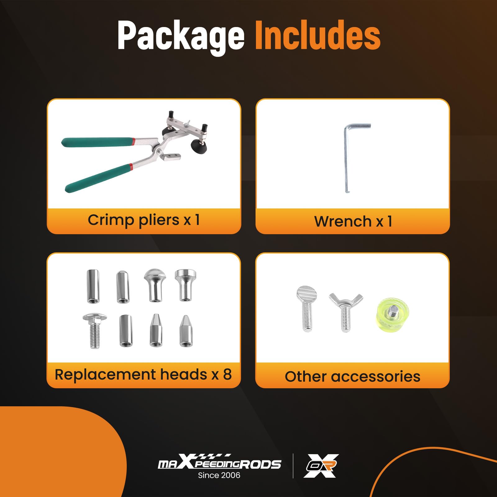 maXpeedingrods Strumento per la riparazione di ammaccature auto, parafango per portiera auto, pinza a crimpare E-dge in ferro, pinza per riparazione ammaccature, con 8 testine di ricambio per auto
