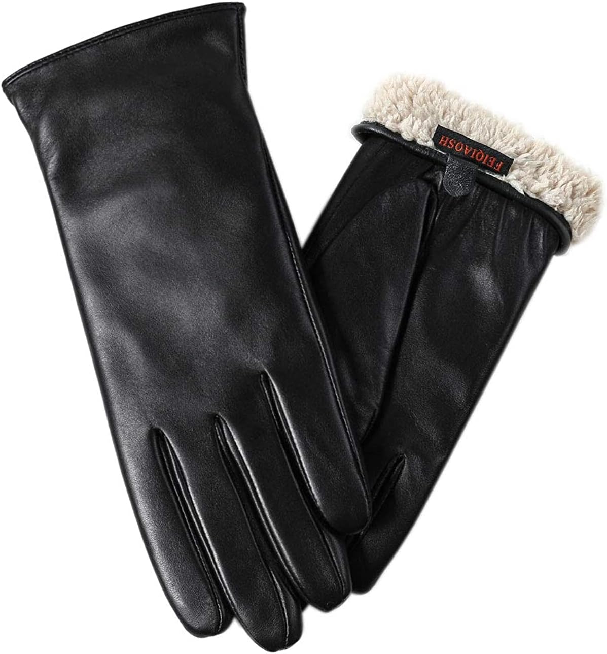 Winter Leather Gloves for Women, Premium Sheepskin Warm Gloves for Cold Weather, Fleece Lining Touch Screen Glove