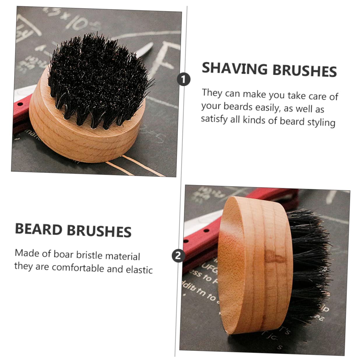 Healeved Men's Beard Brush 3pc Boar Bristle Natural Oil Distribution for Daily Facial Hair Care