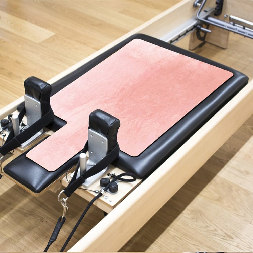 Pilates Reformer Mat, Non-Slip Foldable Exercise Mat with Sweat-Absorbent Suede and Silicone Grip, 99.6 x 61 cm for Yoga, Core Training, Home Gym Use(Pink)
