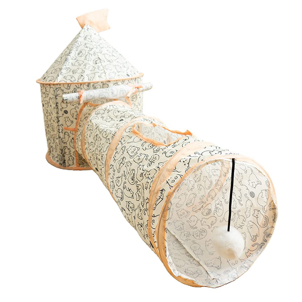 Tunnel pliable pour chats - Jouet pour chat - Tente de jeu avec trou - Jouet en peluche interactif pour petits animaux