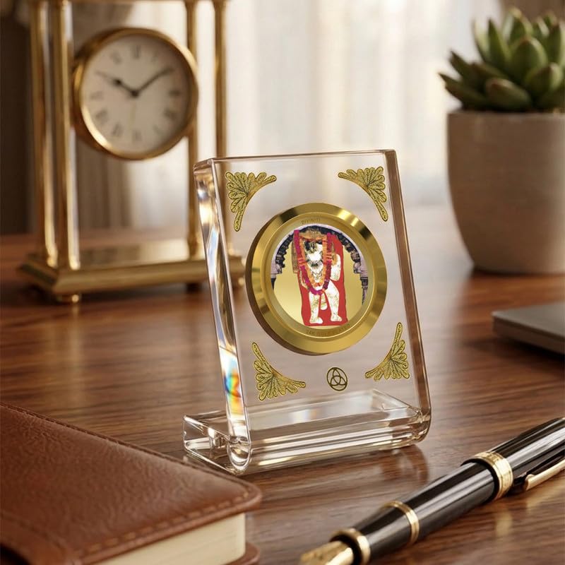 Image of DIVINITI 24K Gold Plated Religious Car Dashboard Frame | Premium God Idol Frame for Car, Home Mandir & Office Table | Spiritual Gift, Decorative Showpiece
