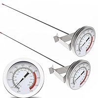 Vista 2 de LightBeam Termómetro de Freír Profundo de Tallo Largo de 16 Pulgadas (Paquete de 2) con Clip para Olla, Lectura Instantánea Dial de 2 Pulgadas