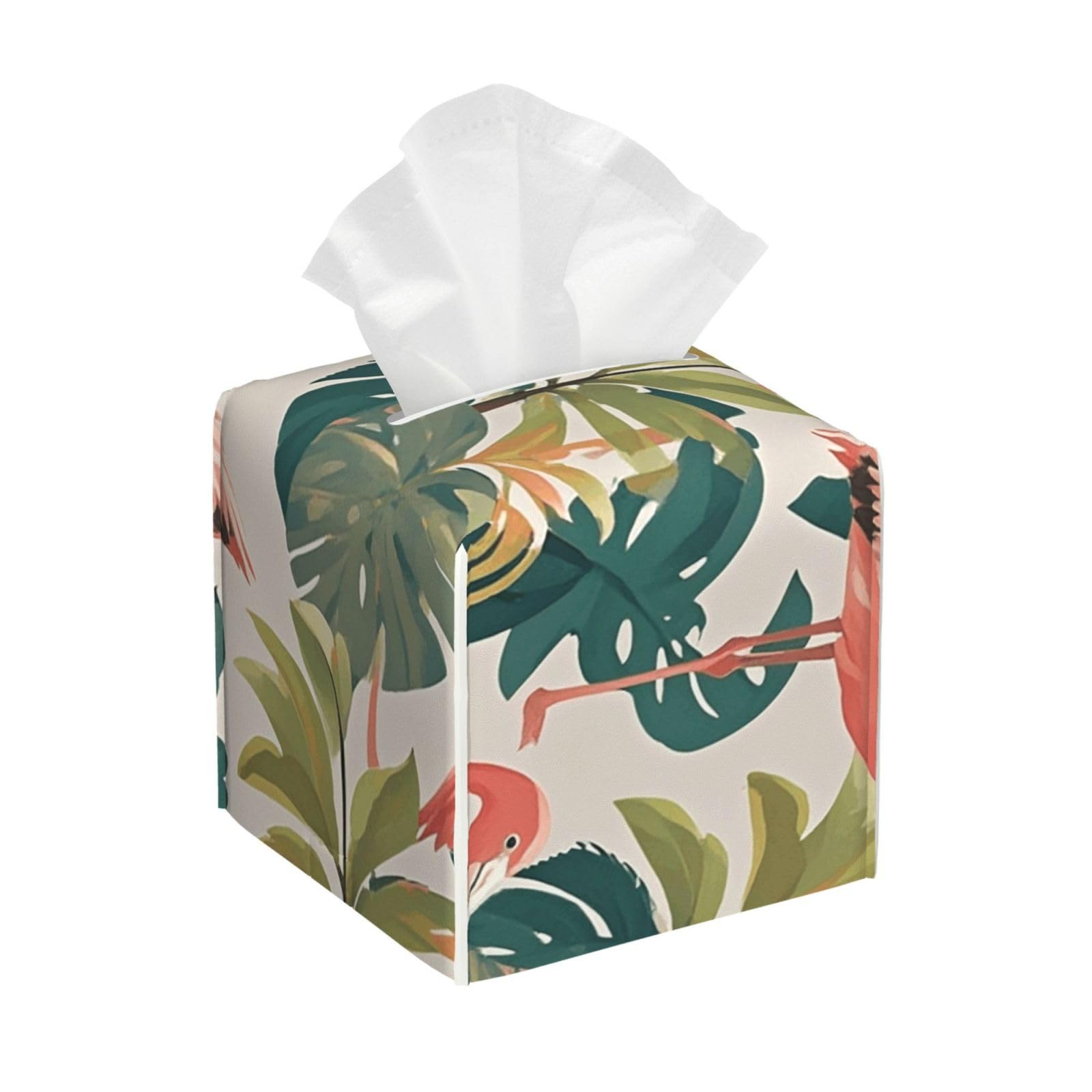 Flamingo Palm Trees Leaf Tissue Box Cover Square Cube Boxes