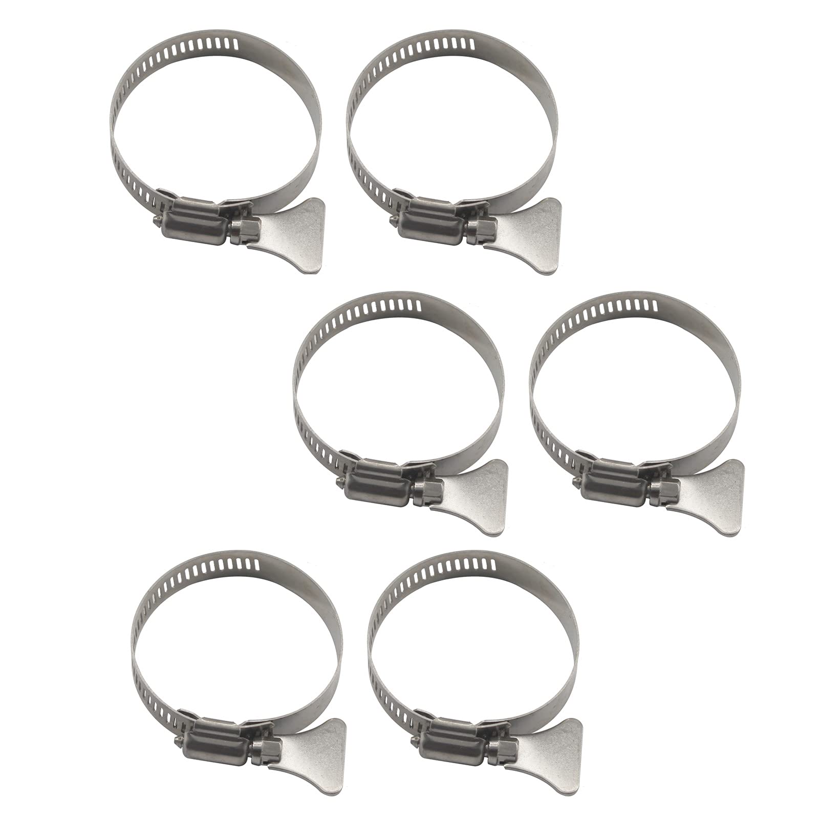 72-95mm Thumb Screw Key Adjustable Hose Clamps 304 Stainless Steel Worm Drive Pipes Clamps （6 Pieces