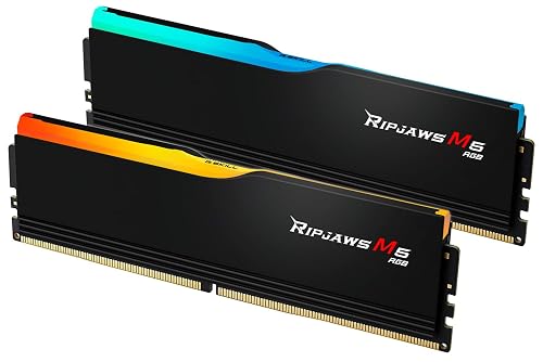 G.SKILL Ripjaws M5 RGB Series DDR5 RAM (Intel XMP 3.0 & AMD EXPO) 32GB (2x16GB) Up to 5200MT/s CL40-40-40-83 1.10V Desktop Computer Memory U-DIMM - Matte Black (F5-5200J4040A16GX2-RM5RK)