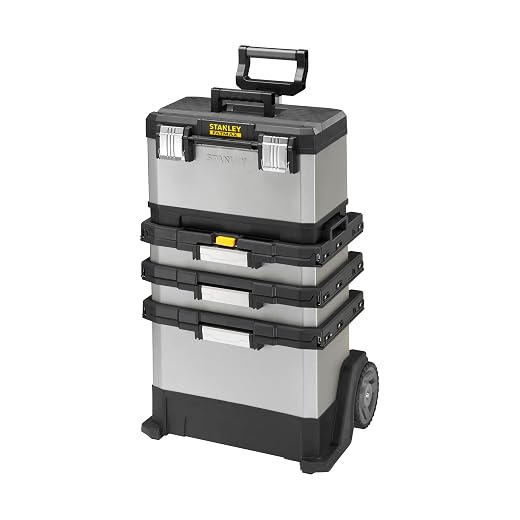 STANLEY FATMAX Mobile Metal Workshop, Tool Trolley, Versatile Box for Small and Large Parts, Wheels 17 cm, Anti-Rust Metal Closures, 1-95-622