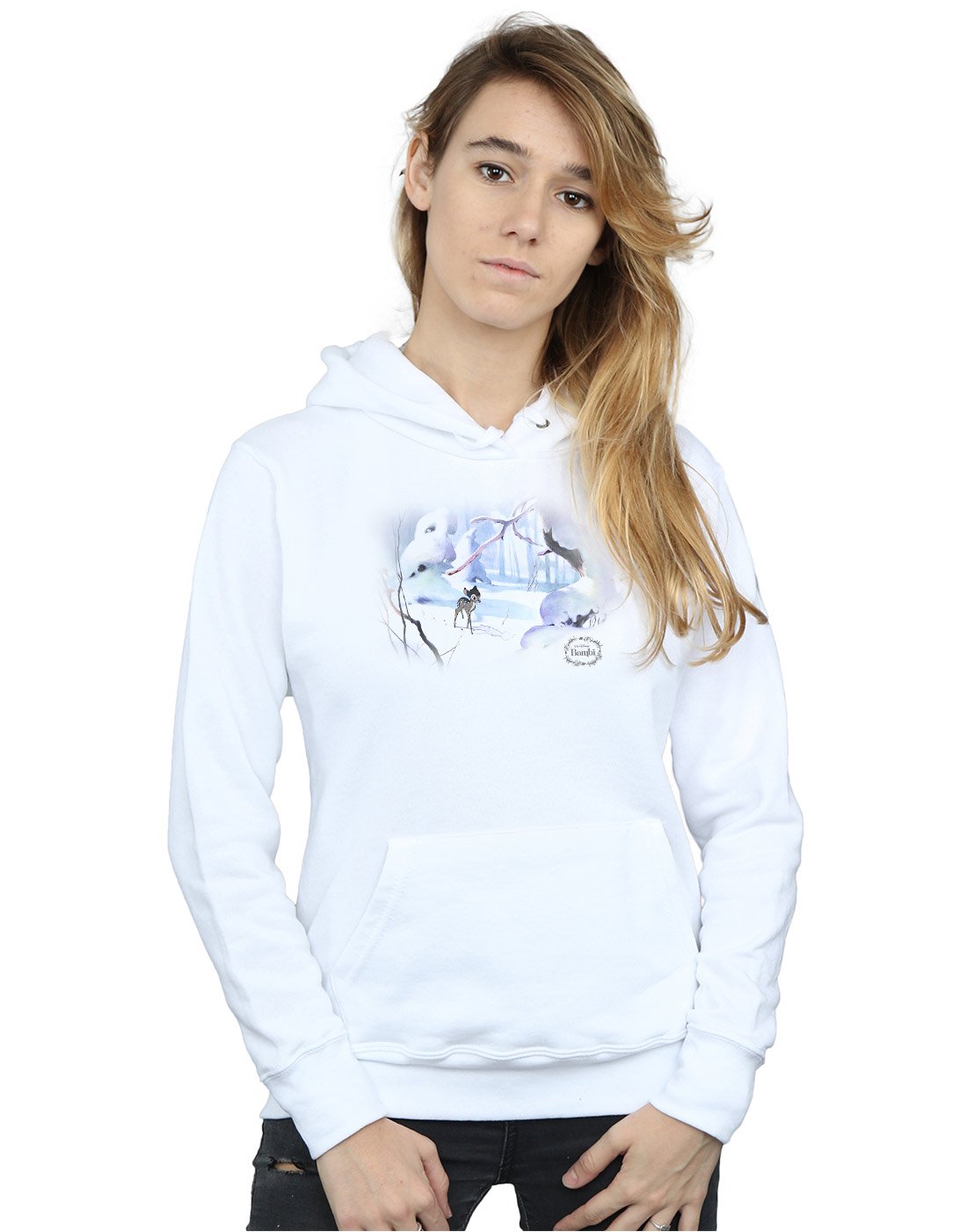 Disney Women's Bambi Snow Hoodie XX-Large White