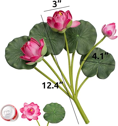 Miniatura 2 de SNAIL GARDEN 2 ramos de flores artificiales de loto, simulación de lirio de agua de tacto real para fiestas, arreglos de oficina en casa, decoración