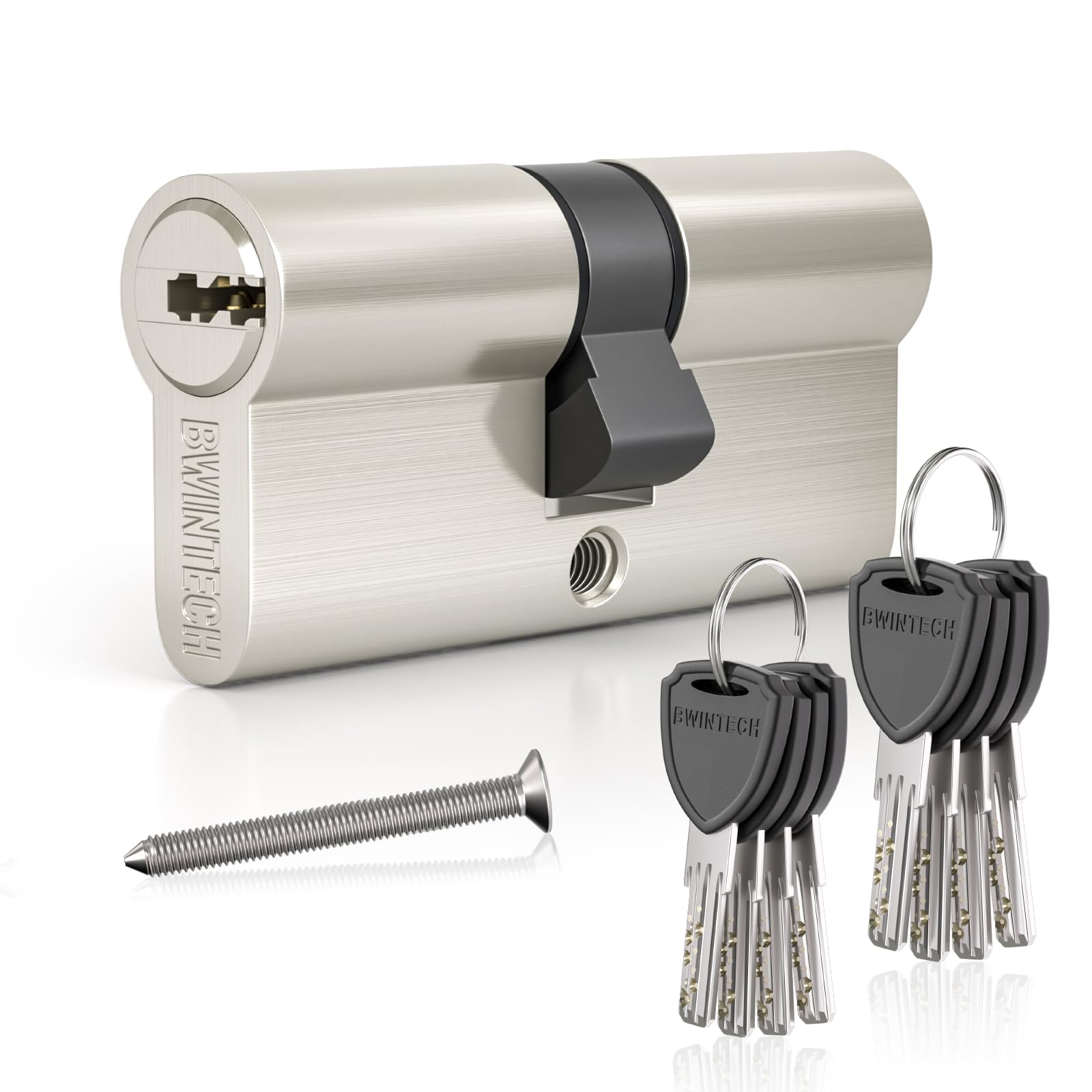 Bwintech 70mm(35/35) Brass Euro Cylinder Lock,Door Barrel Lock, Key with 8 Plastic Handle Keys,High Security for UPVC,Wooden,Composite Doors