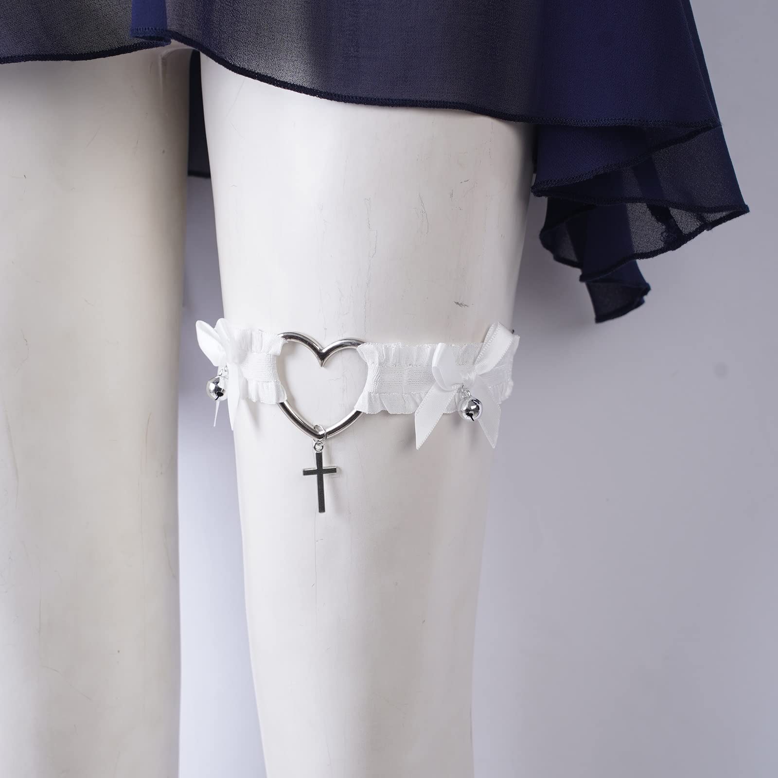 Seksowna plisowana koronkowa elastyczna elastyczna kokardka na nogawce Love Cross Bow Bell Leg Loop pas do pończoch (kolor: biały, rozmiar: 3 szt.)