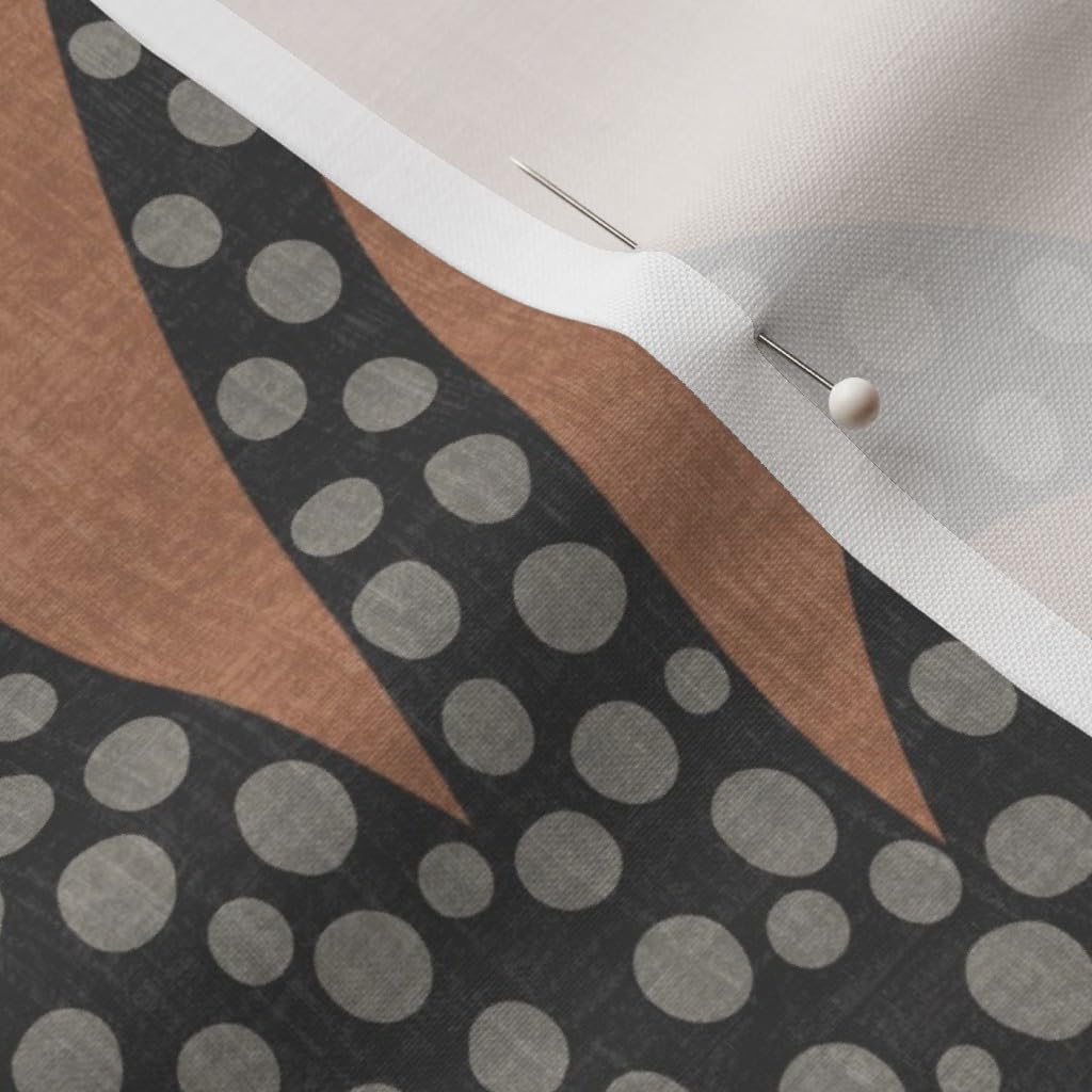 Spoonflower Fabric - Scallop Classic Art Deco Bold Abstract Feather Fan Brown Gray Coastal Printed on Petal Cotton Fabric Fat Quarter - Sewing Quilting Apparel Crafts Decor