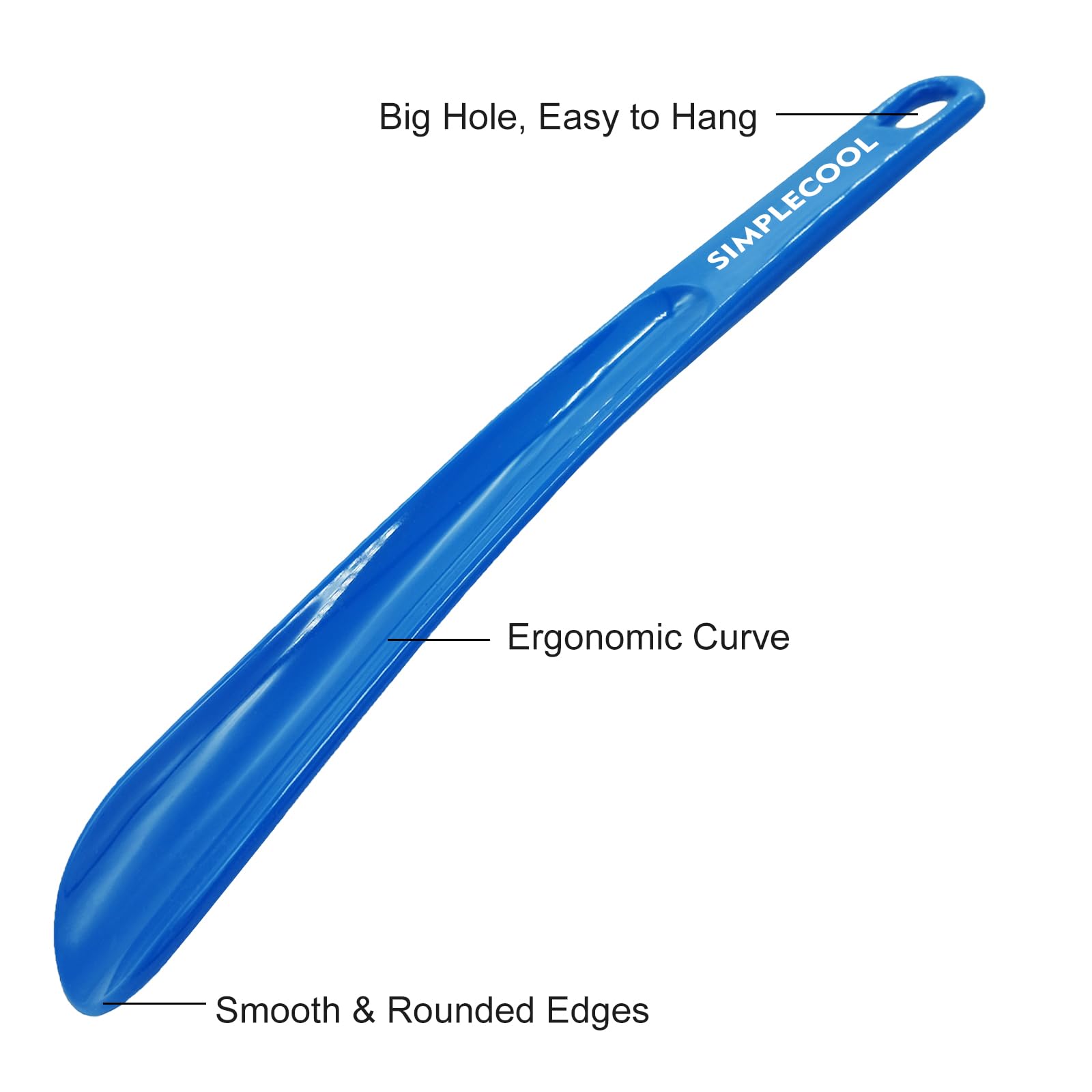SIMPLECOOL Bocina de plástico para zapatos, cuernos portátiles de viaje. Cuchara duradera para zapatos para hombres, mujeres, personas mayores y niños., Azul/9.8 pulgadas, 25cm