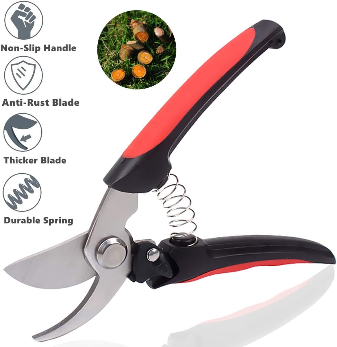 WEKOIL Garden Bypass Pruners Pruning Shears Rubber Handle Scissors Plant Gardening Hand Tools Branch Cutters Clippers Tree Trimmer with Safety Lock