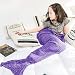 Girls Crochet Mermaid Tail Blanket Knitting Handcraft for Kids, All Seasons Sleeping Bag Blanket(55.1'' x 27.6'')(Purple)