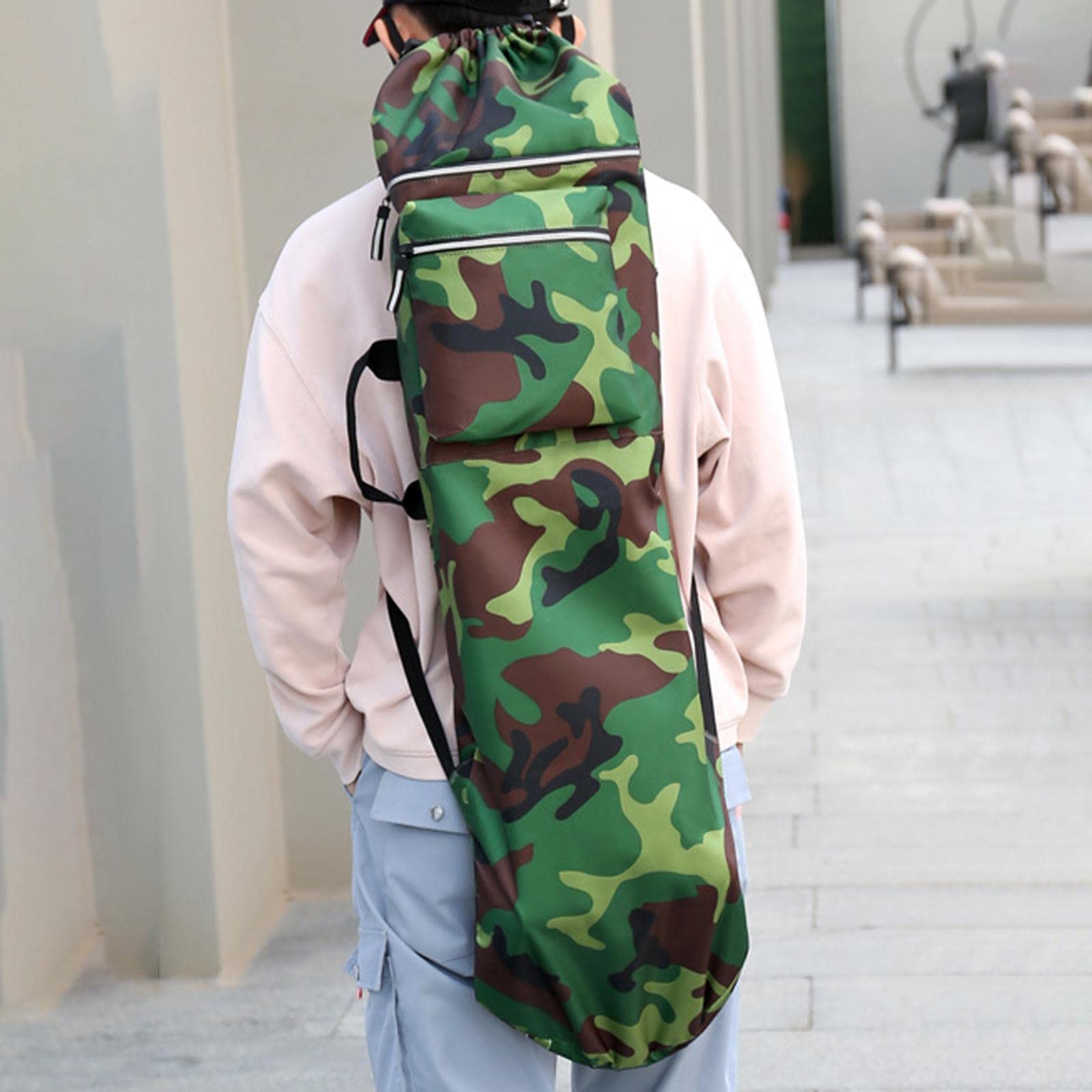 Milageto Oxford Skateboard Zaino Borsa a Tracolla Resistente all'Acqua Borsa a Tracolla Pieghevole con Manico Portante Longboard Custodia per Viaggi Donna Uomo