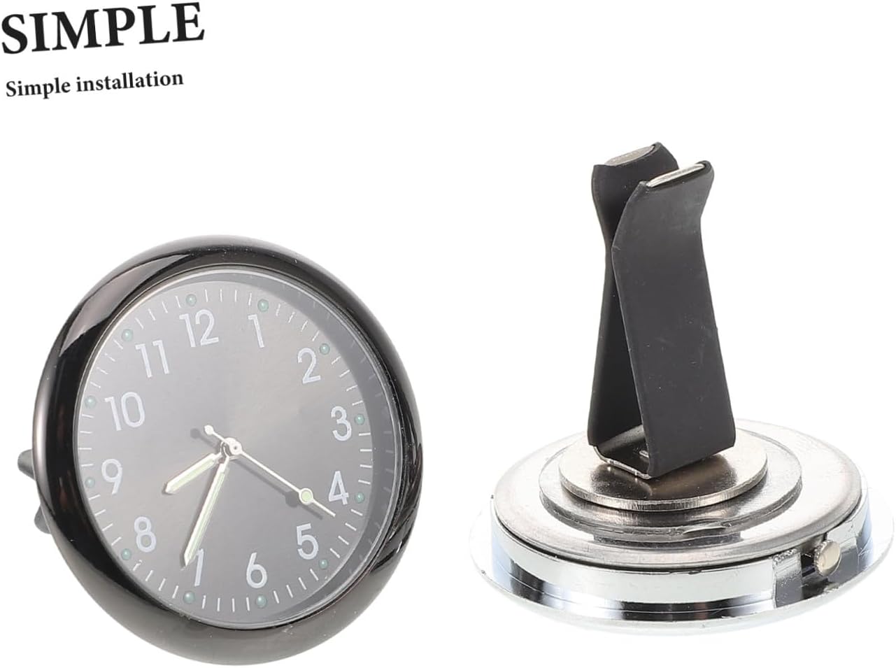 Hemobllo 2pcs Air Vent Clock with Luminous Night Light Compact Dashboard Decoration for Vehicles Portable Car Interior Timepiece in Blue and Black Easy to Read Analog Ornament