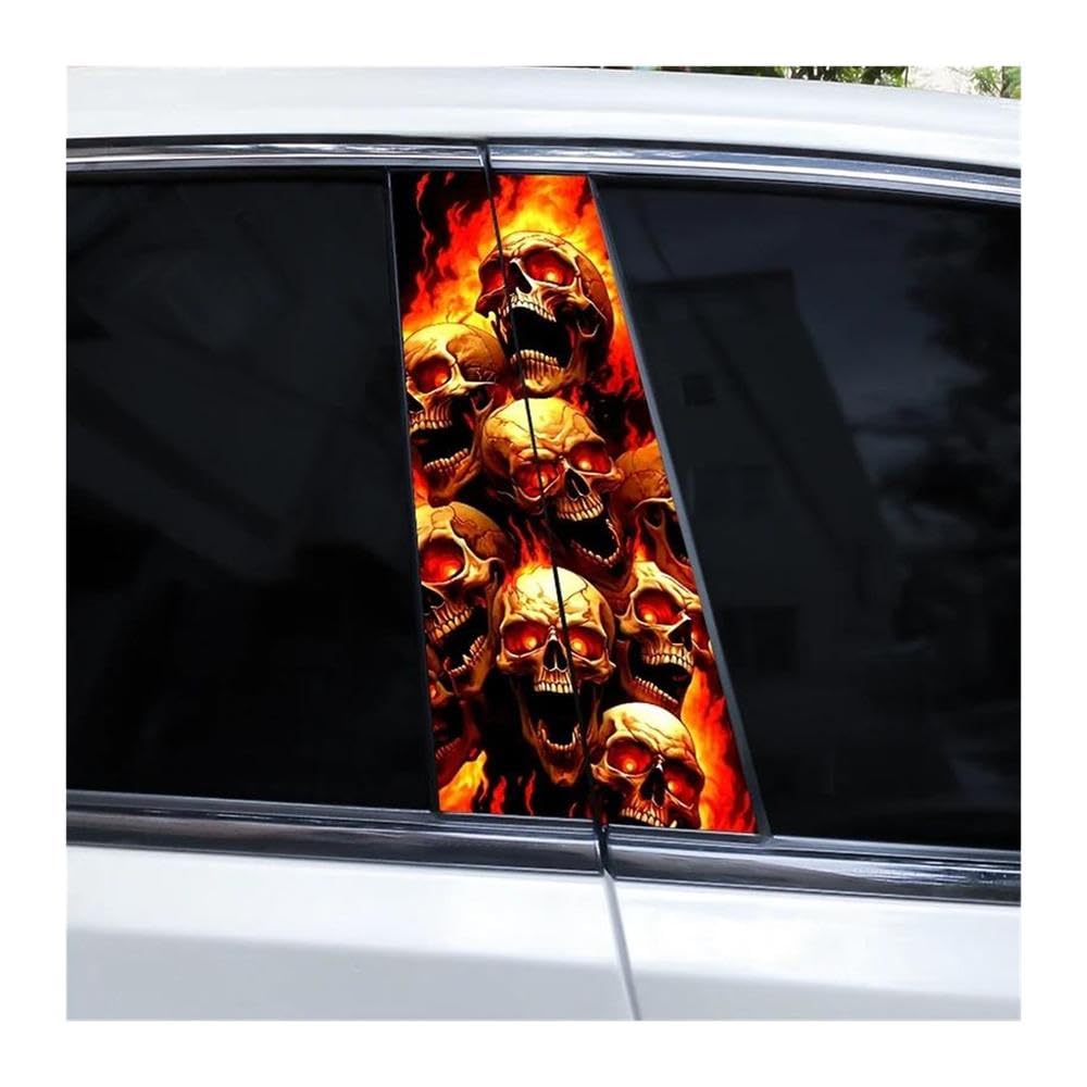 Body Parts 2pcs Horror Skull Car B-Pillar Decals(B)