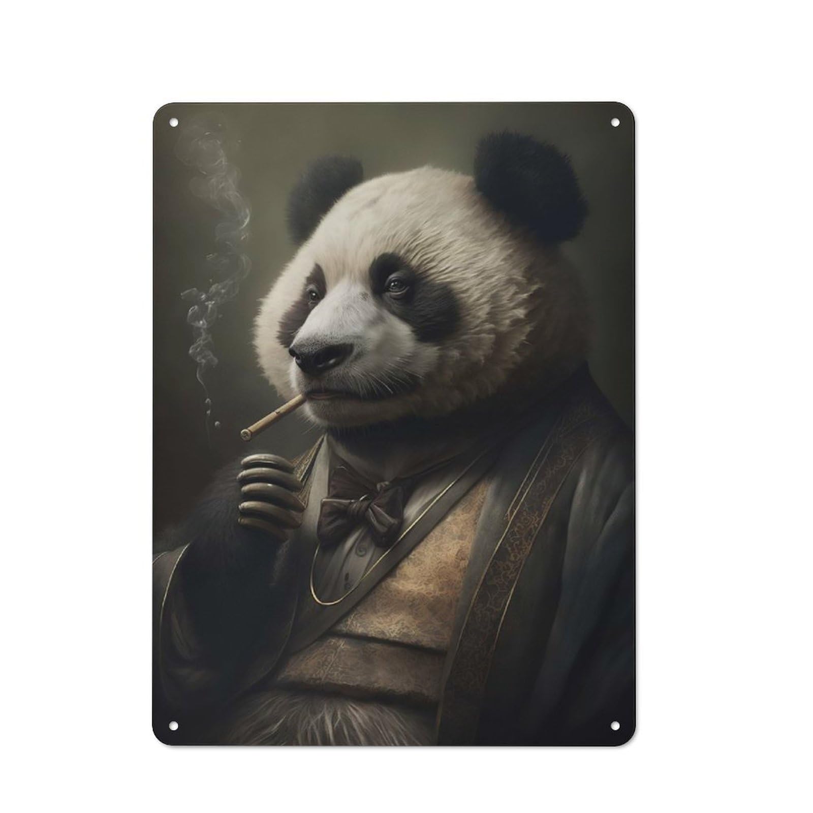 Junmoney Wisdom Of The Panda Tin Wall Plaque 40X30cm With For Guest Room Or Hallway, For Hallway Wall Decor Fans