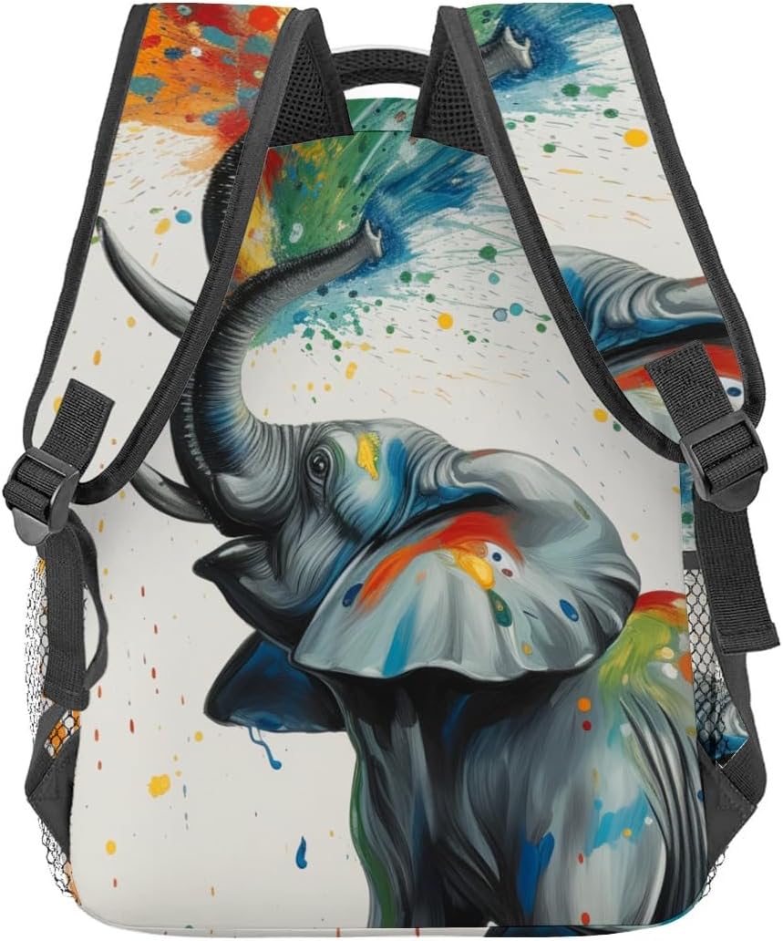 Colorful Elephant Backpack Travel Backpacks Laptop Rucksack,School Bookbag for Women Kids Boys Girls,Artistic Animal Back Pack Accessories Bags,Ideal Gifts for Work, Outdoor Adventures