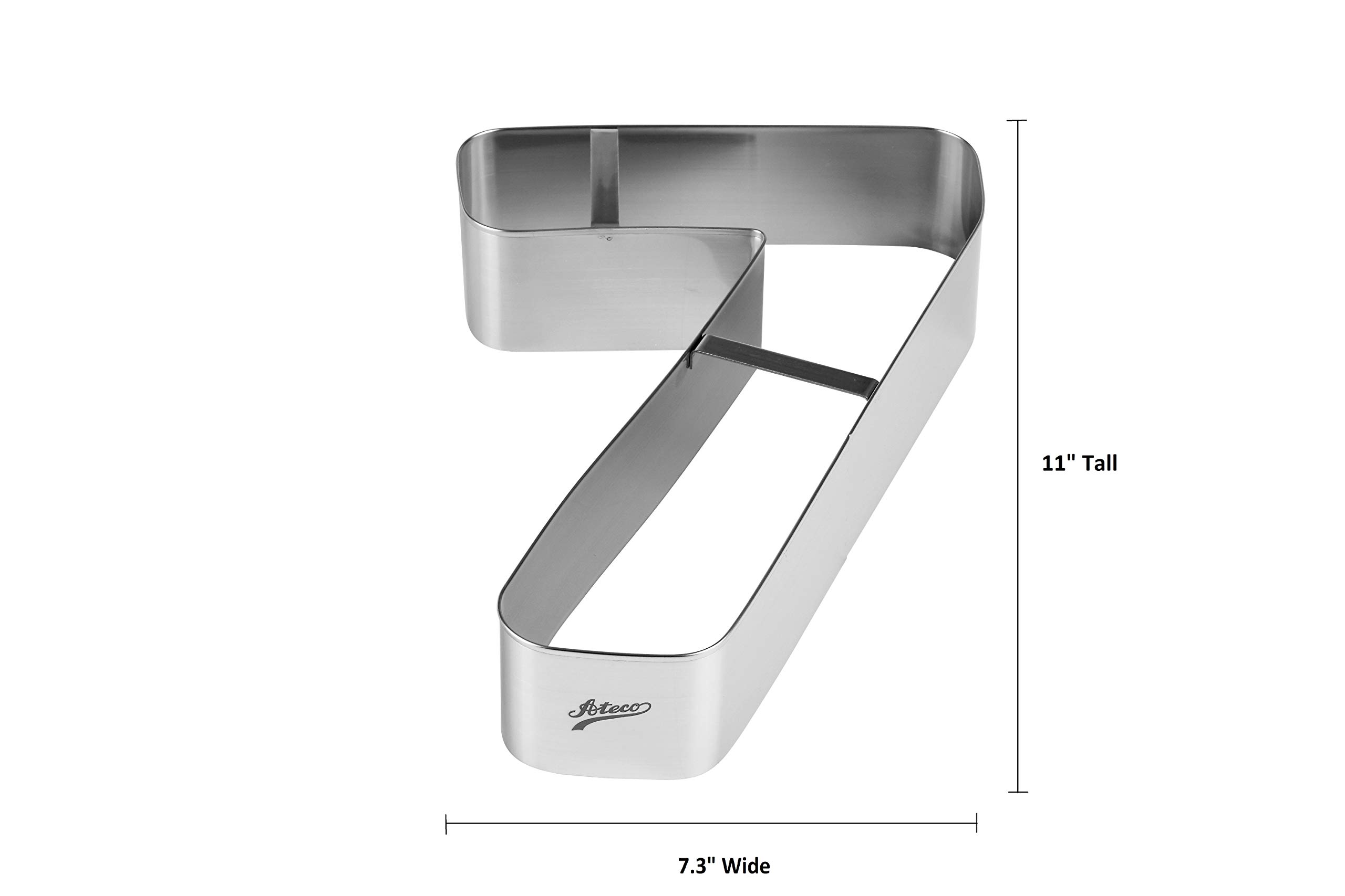 Ateco 6967 Large Number 7 Cake Cookie Cutter Cortador de Galletas, Acero Inoxidable, Plata