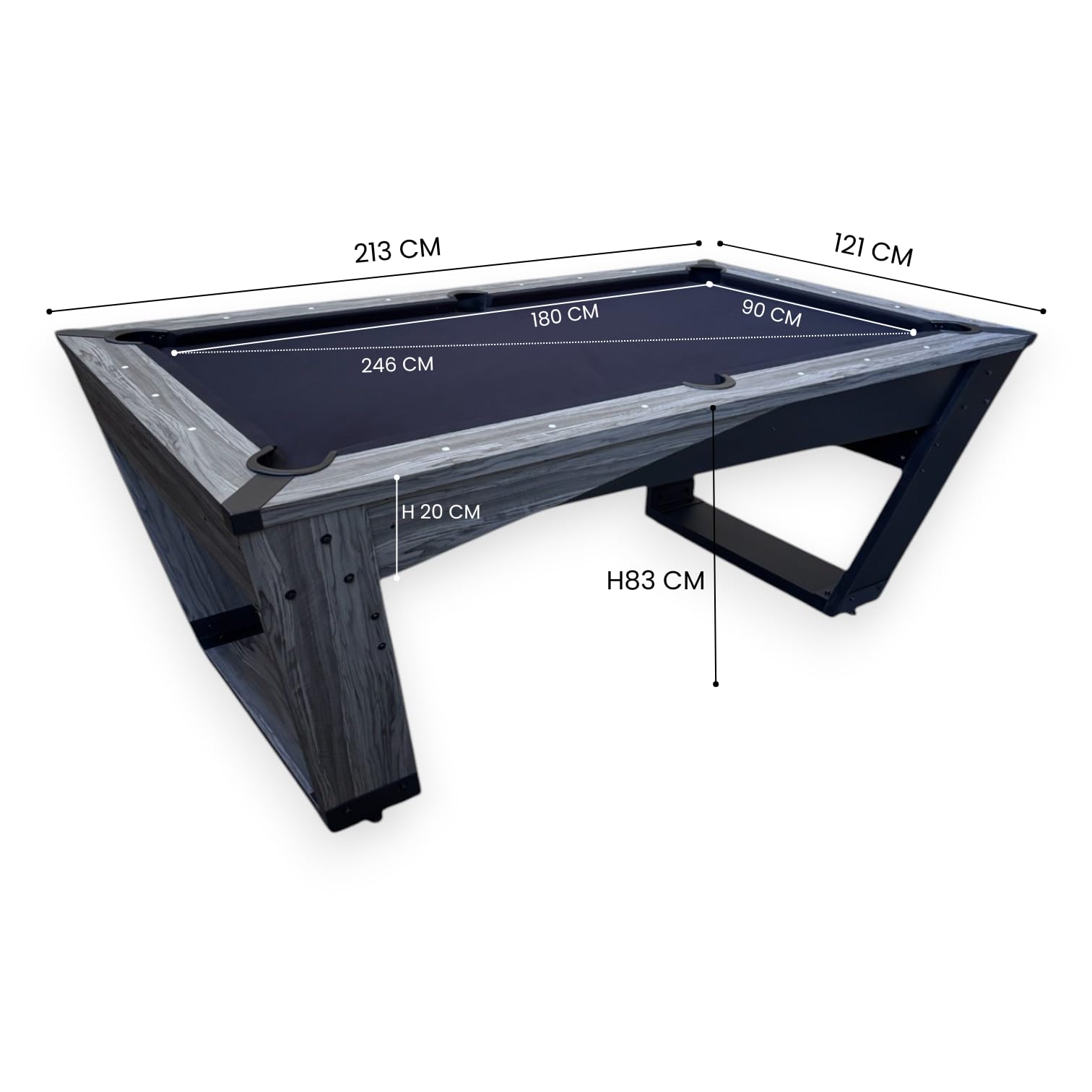 Mesa de billar profesional con accesorios – Mesa de billar para adultos diseño negro – 2,1 m Neptune