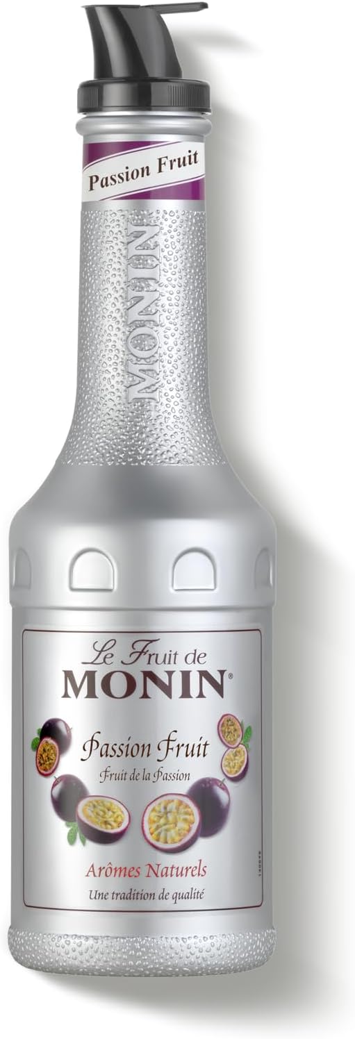 MONIN Passion Fruit Mix Puree 1L for Cocktails and Mocktails. Vegan-Friendly, Allergen-Free, 100% Natural Flavours and Colourings. 2-in-1 Passionfruit Puree and Sugar Syrup Hybrid