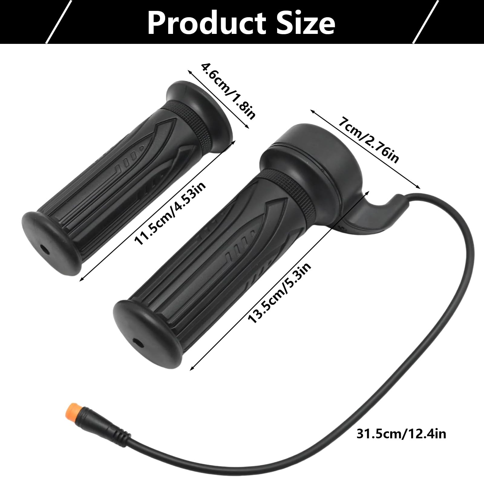 Electric Bike Throttle Ebike Throttle with 3 Pin Waterproof Connector Universal Ebike Accessories Handle for 22.2mm Handlebars for Electric Bicycle Scooter Motorbike - 2