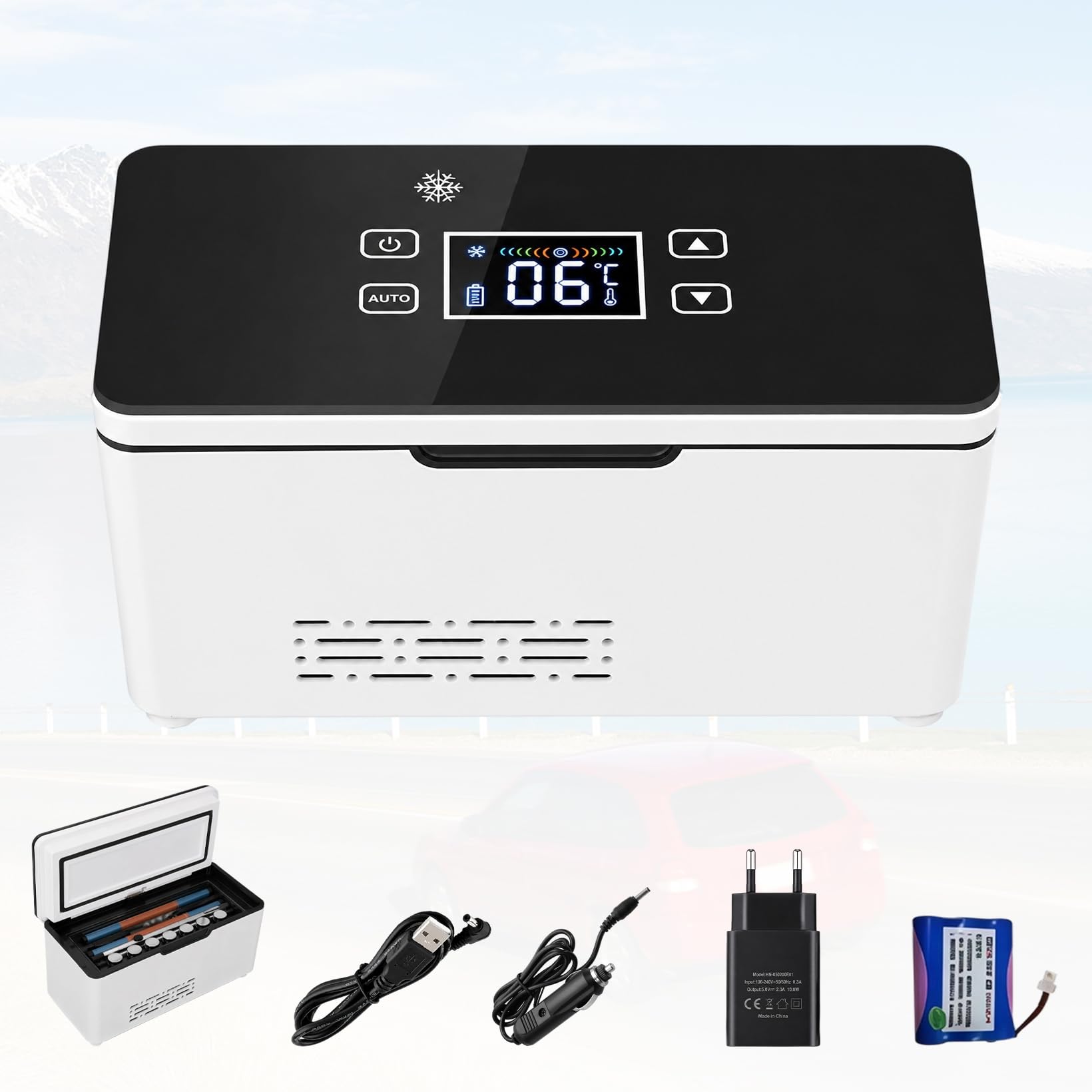 Glacière électrique portable pour insuline 0 à 18°C avec écran LED tactile | glacière électrique pour insuline, interférences et gouttes oculaires, convient pour les voyages, la voiture et les