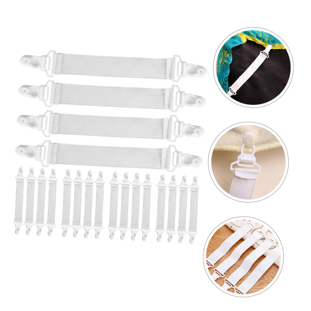 Cabilock 5 Sätze Bettlaken-Clip Greifer Straps Matratzenschoner Lattenroste Befestigungselemente Verstauen Koje Hosenträger Matratzenerhöhung Steigleitung Spanner Plastik Weiß 20 Stück * 5
