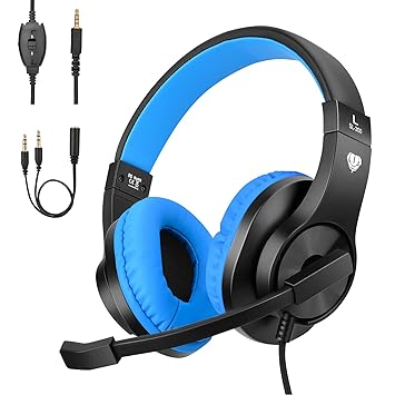 3.5mm PS4 Gaming Headset, ShinePick Headset with Microphone and Volume Control Compatible with PS4, New Xbox One, Xbox One S, Xbox One X, Nintendo Switch, PC(Blue)?