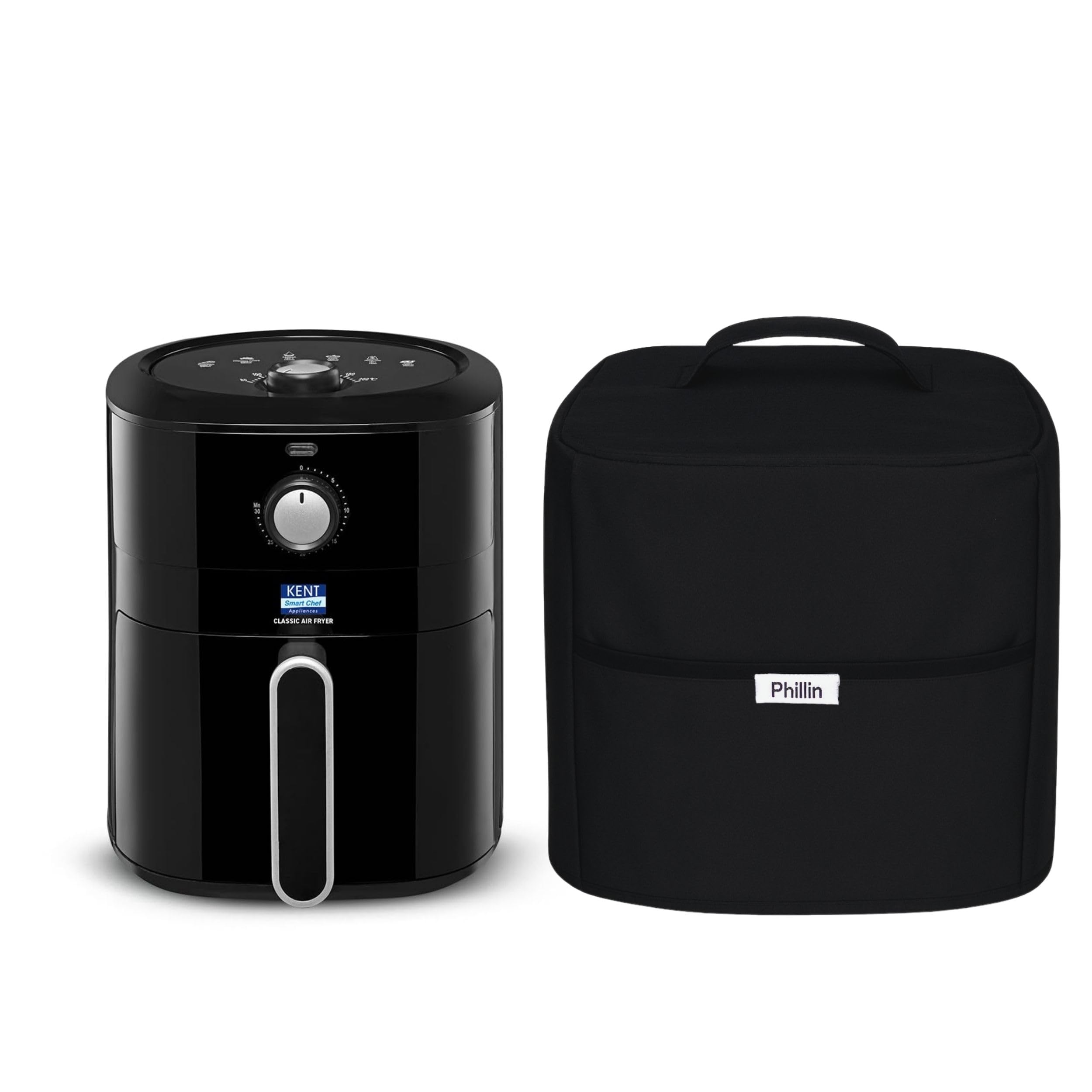 Air Fryer Dust Cover for KENT Classic Hot 4 L Waterproof & Dustproof Scratch-Resistant Fabric Appliance Protective Case Easy to Clean Kitchen Protection Sleeve - Black (11 inch x 12 inch)-picture-24