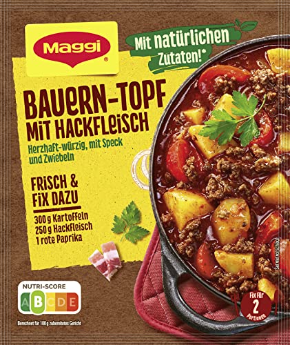 MAGGI Fix für Bauern-Topf mit Hackfleisch, Würzmischung, mit natürlichen Zutaten*, für 2 Portionen, 1er Pack (1 x 39g )