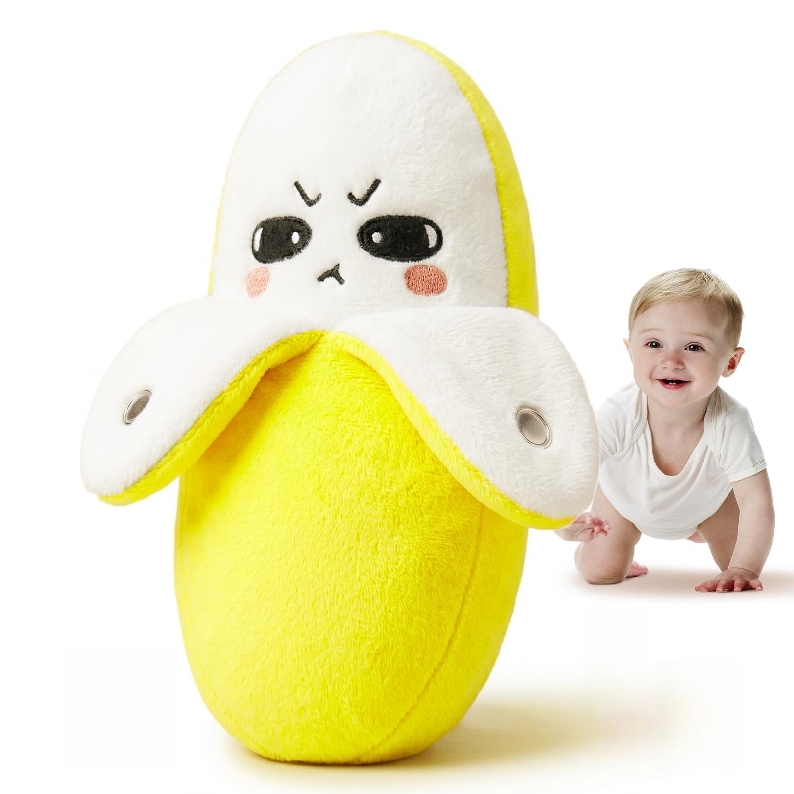 FOKA MAT Interactive Music Plush Toy, Touch-Sensitive Fruit & Piano Plush, Educational Sensory Singing Doll,for Babies Toddlers Kids Birthday, Banana