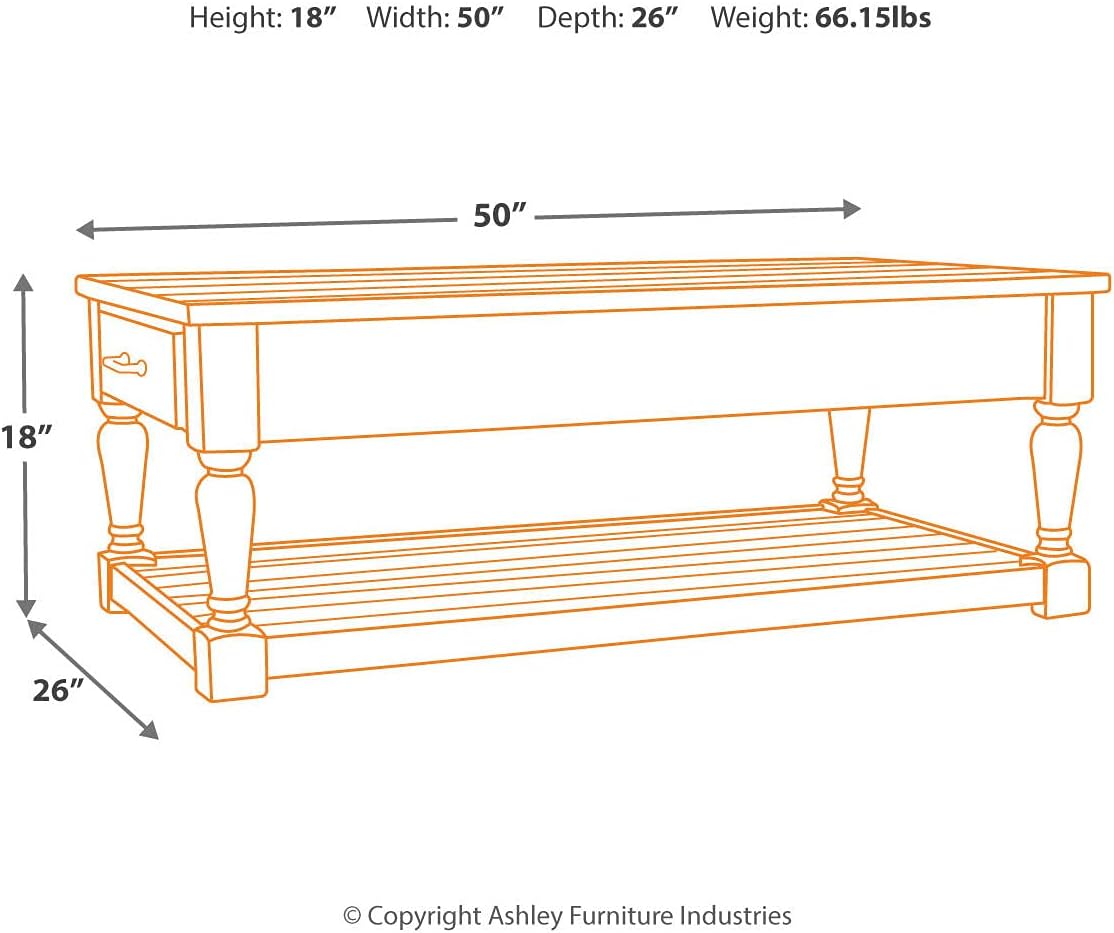 Signature Design by Ashley Shawnalore Rectangular Rustic Cocktail Table, Whitewash