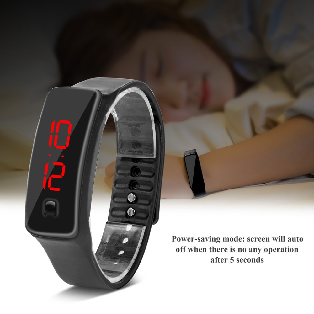Ejoyous Inteligentny zegarek, elektroniczny wyświetlacz LED, sportowy zegarek cyfrowy z silikonowym paskiem dla mężczyzn i kobiet, smartwatch z 12-godzinną tarczą do aktywności na świeżym powietrzu i wewnątrz, biegania, wspinaczki, wędkowania