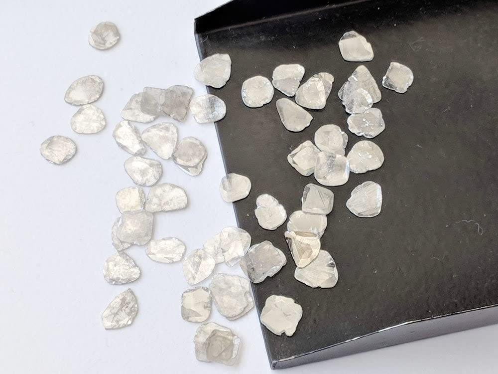 6-7 mm Białe szare plastry diamentu fasetowane, Białe szare diamenty fasetowane plastry diamentu na biżuterię, biało szare plastry (opcje od 0,5 ct do 1 ct), 6-7 MM