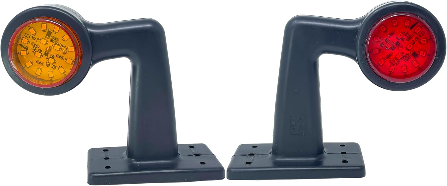 All Star Truck Parts 2pc Amber/Red 32-LED Double Face Rubber Surface Mount Pedestal Fender Side Marker Light Truck Trailer Flatbed Cargo Utility- Left and Right Angled Short Rugged IP67 Waterproof…