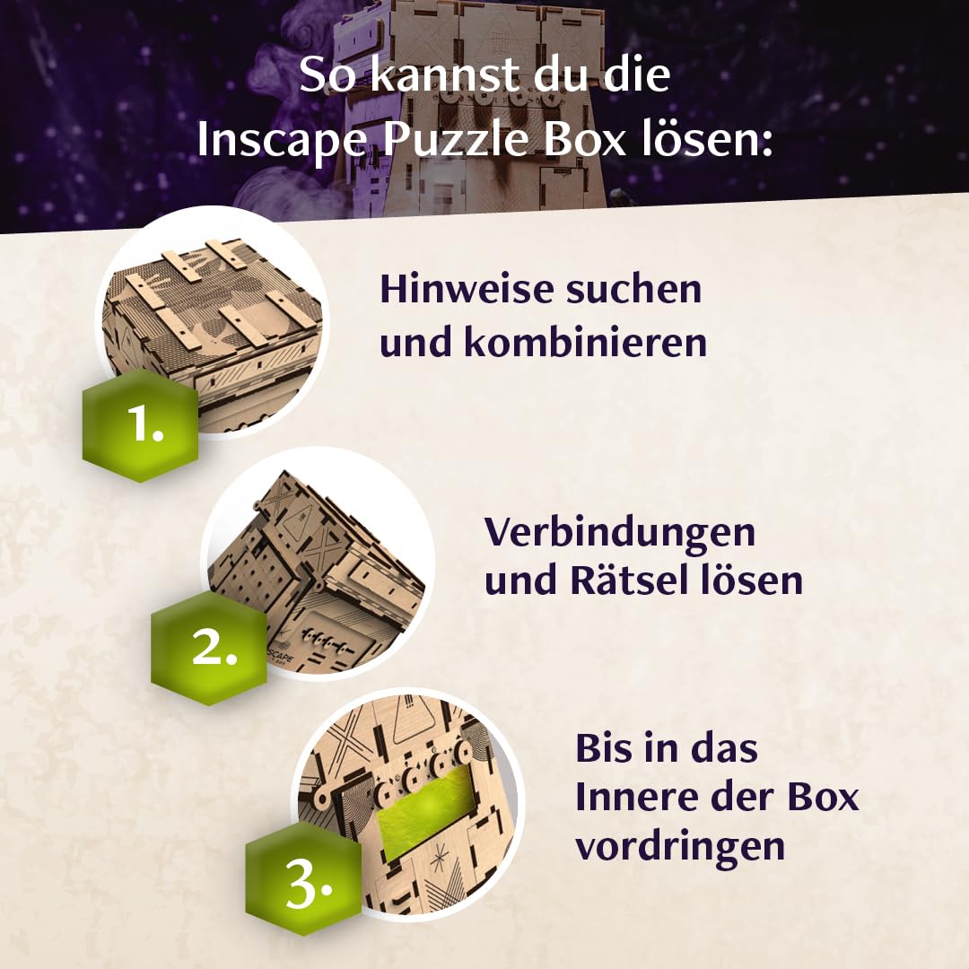 INSCAPE Cosmic Artifact - Cluebox - Level 5 sehr schwer - Rätselbox Holz - Puzzle Box - Escape Room Spiel Erwachsene - Knobelspiele - 3D Holzpuzzle - Denkspiele