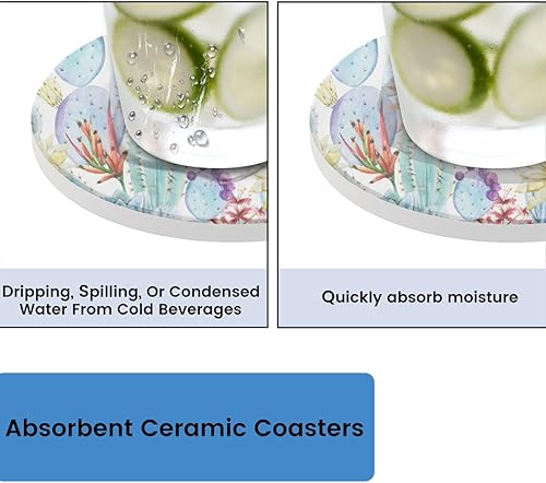 Miniatura 5 de 1 posavasos para bebidas, juego de posavasos de corcho absorbente de cactus para bebidas, tapete redondo para plantas suculentas, posavasos para el