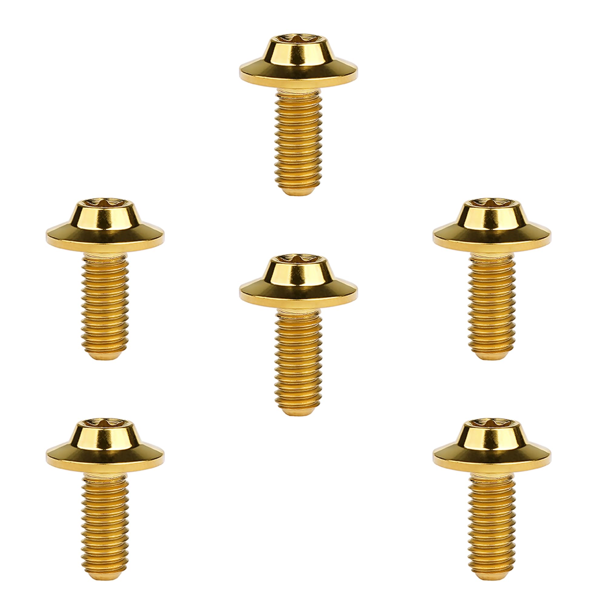DWAMMEBRS Bolt M5 M6x10 12 15 20 25 30 35mm T25 T30 Torx Head Screw Pack of 6(Gold,M5x12mm)