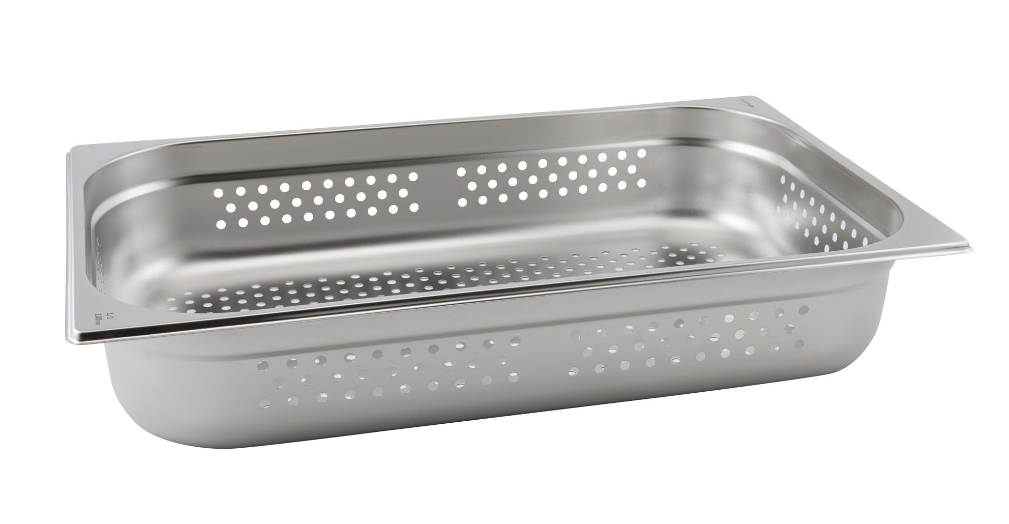 Sartén perforada de acero inoxidable para gastronorm – Tamaño 1/1, 100 mm de profundidad – Mesa de vapor y bandeja de drenaje de catering