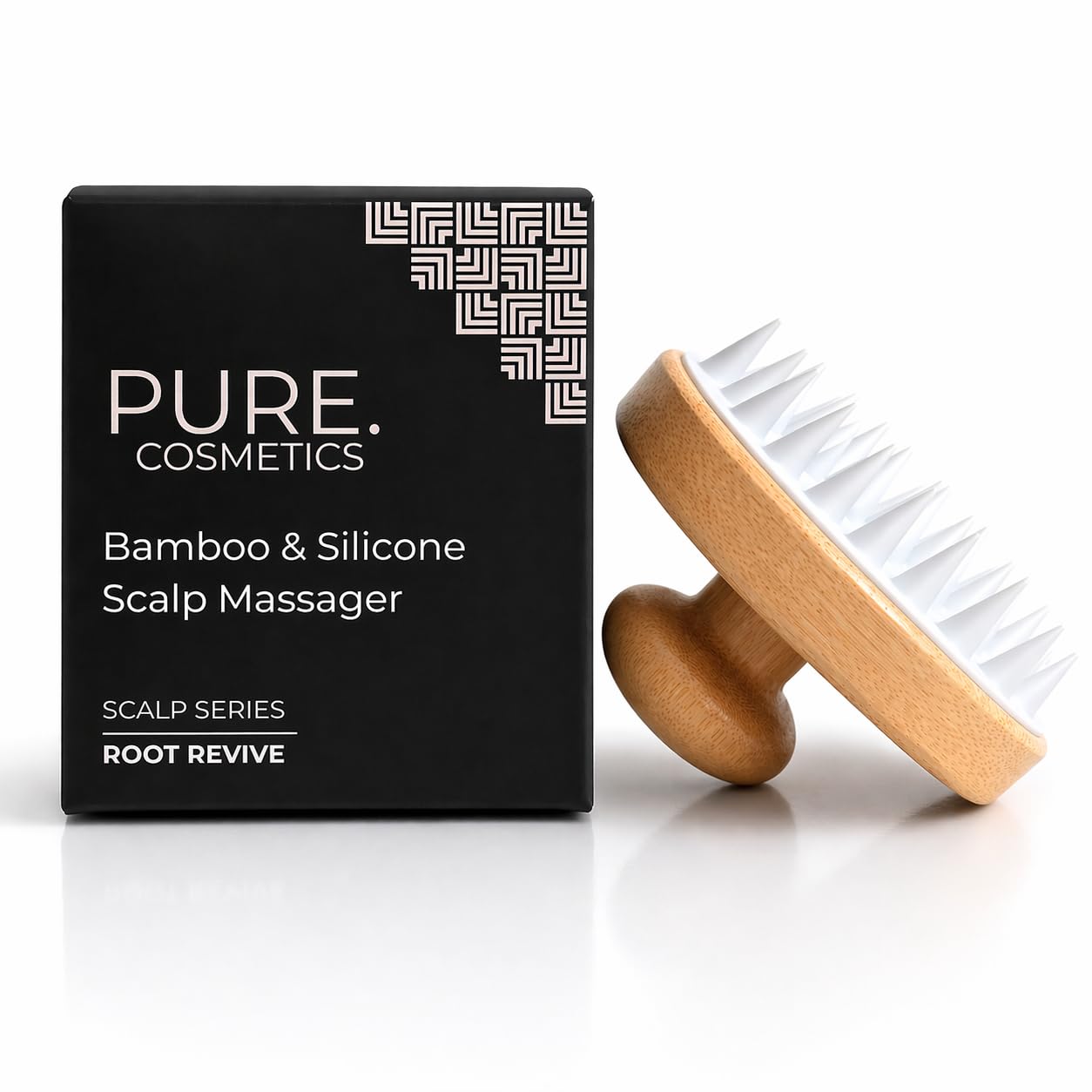 Masajeador ecológico de cuero cabelludo de bambú y silicona, cepillo de cuero cabelludo, cepillo de champú, cepillo de aceite para hombres y mujeres. Masajeador exfoliante de cabeza.