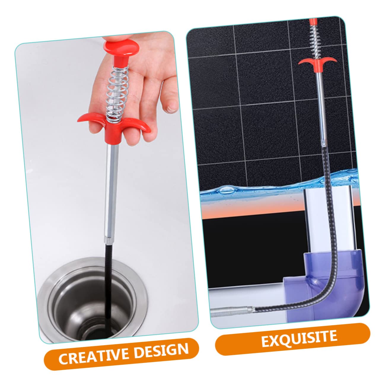 NOLITOY Drain Tool 2pcs Flexible Grabber Tool Set Hook and Drain Remover for Plumbing