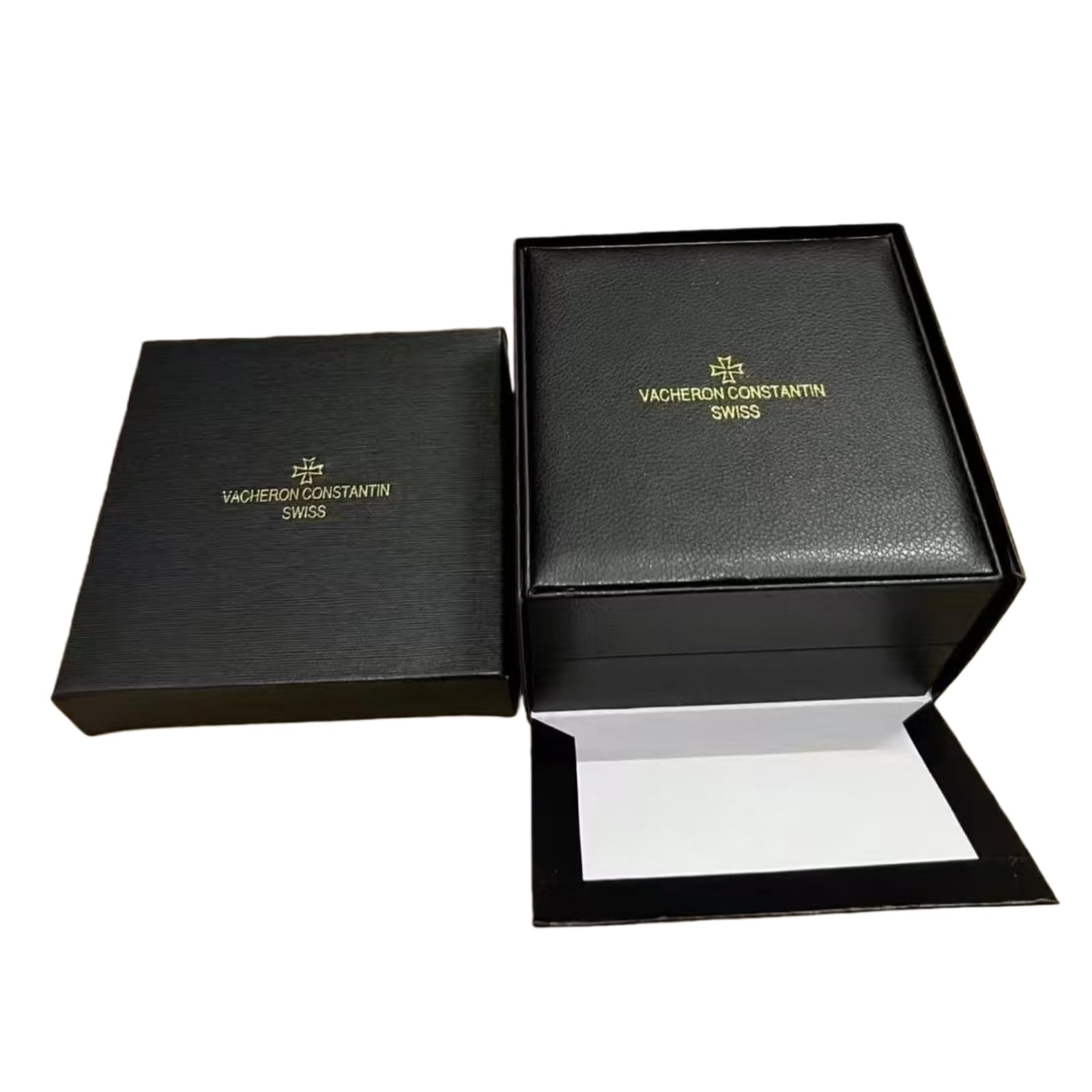 Scatola Orologi Nera Custodia Quadrata Compatta Esterno Testurizzato Interno Crema Organizer per Vacheron Constantin Overseas
