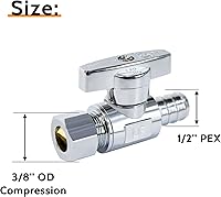 Vista 2 de Vintex Válvula recta PEX de compresión PEX de 1/2 pulgada x 3/8 pulgadas de diámetro exterior PEX paquete de 5 válvulas, válvula de cierre de agua
