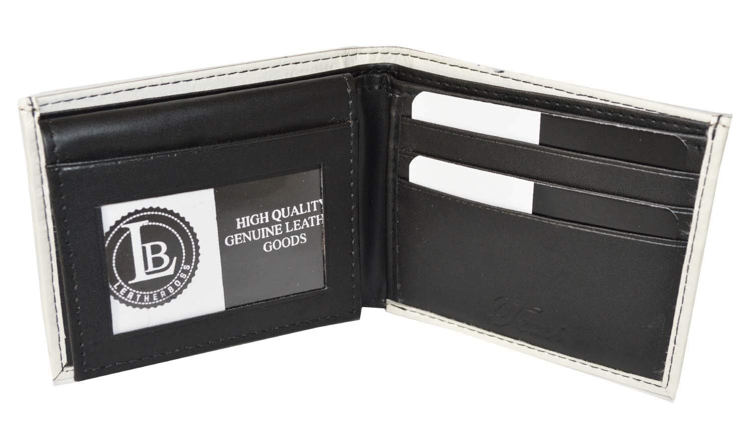 Leatherboss Skull Printed Stylish Men's Bifold Exotic Credit Card Cash Holder Wallet with Gift Box