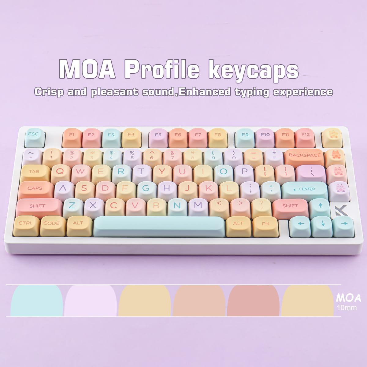 PBT Keycaps 131 Keys MOA Profile Keycaps, Macaron Cute Keycap Dye-Sublimation Custom Candy Keycap Set for Cherry Gateron MX Switches Mechanical Keyboards
